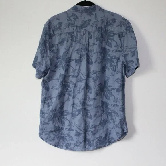 Lucky Brand Tropical Floral Linen Short Sleeve Button Shirt Blue Men's M H13011 - Picture 7 of 7